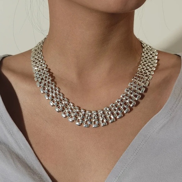 Jewelry - Exaggerated 925S Wide Hollow Chunky Choker